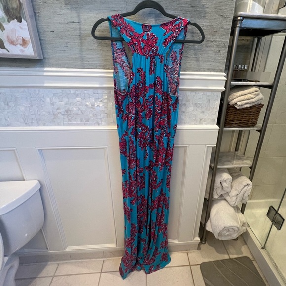 Medium Lilly Pulitzer Rhode Island reef maxi dress blue red pink coral cotton - Picture 10 of 10